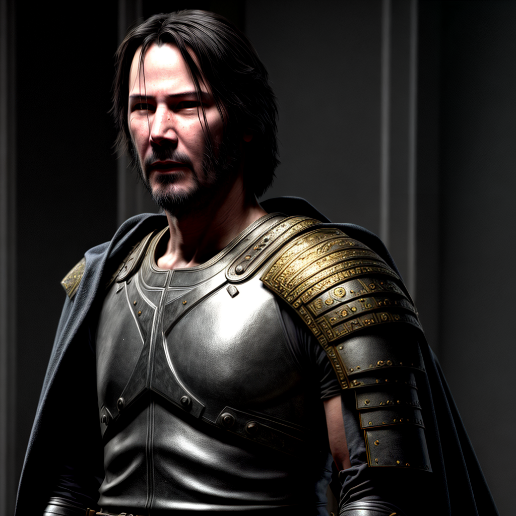 Keanu reeves as a king leonidas, photorealistic, highly detailed face